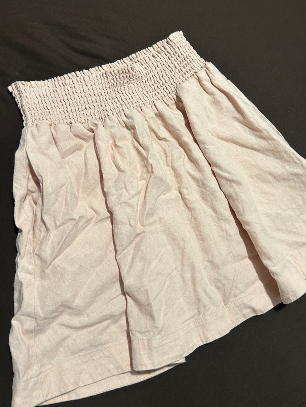Smocked Waist Light Pink A-Line Skirt